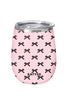 Black & Pink Mini Bows Wholesale 12 Oz Wine Tumbler