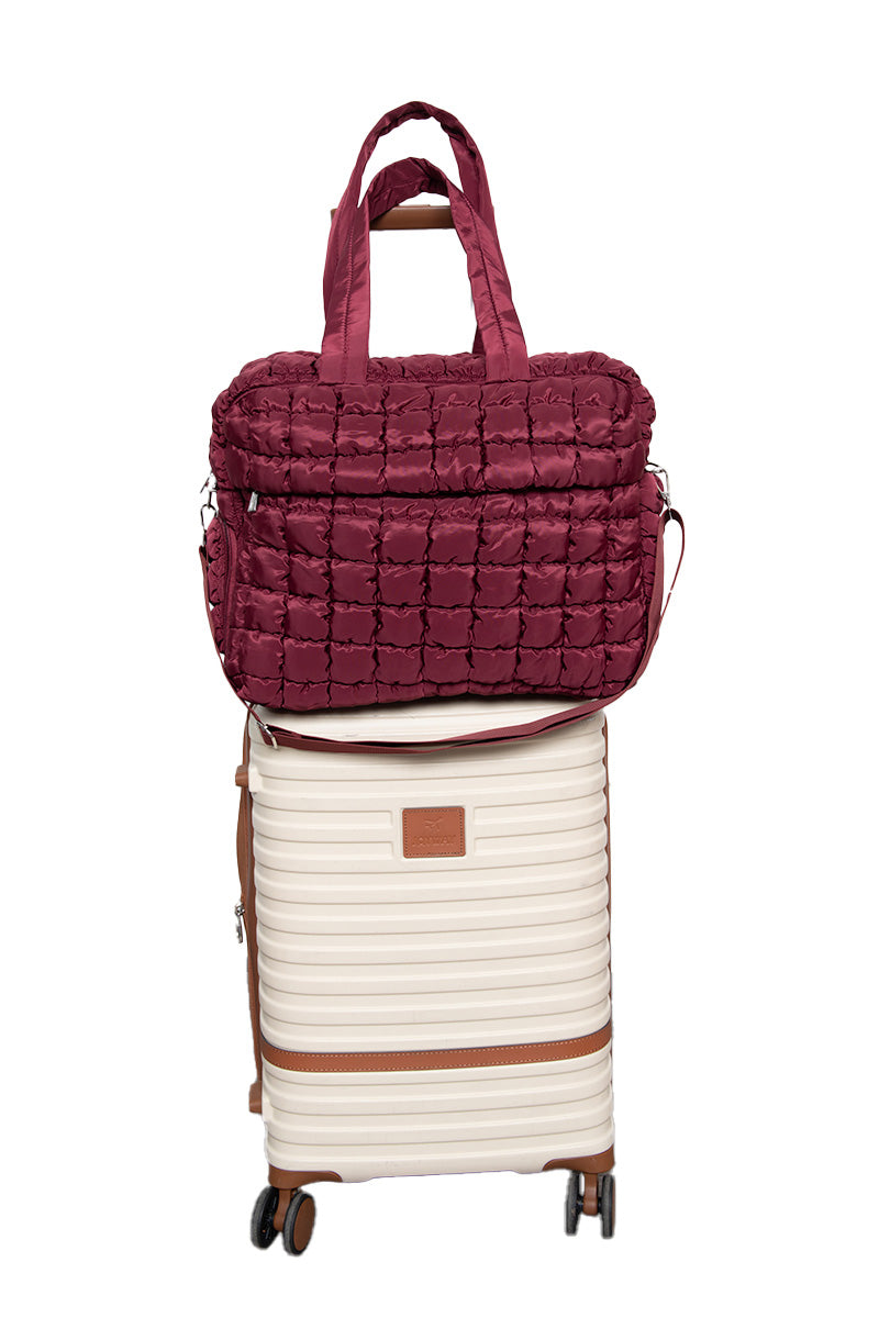 Wine Quilted Duffel Wholesale Weekender