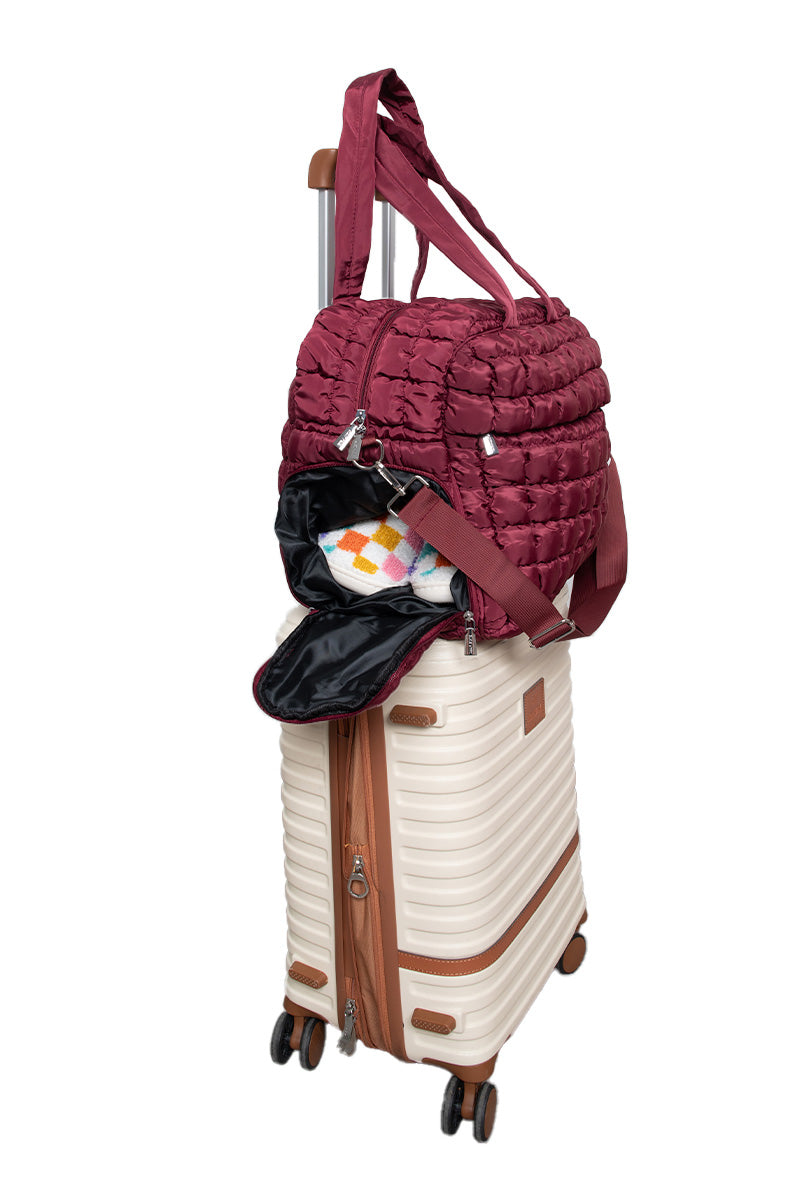 Wine Quilted Duffel Wholesale Weekender