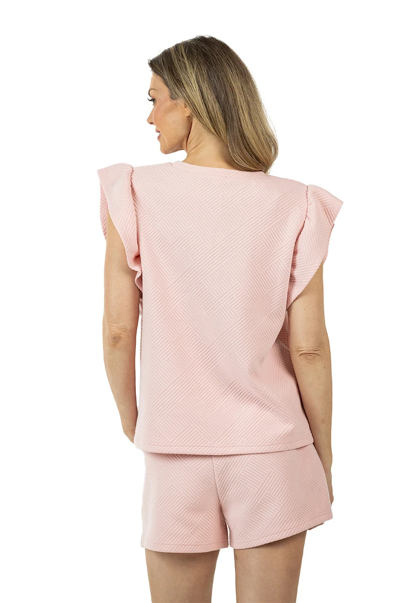 Light Pink Ruffle Top Wholesale Two-Piece Set