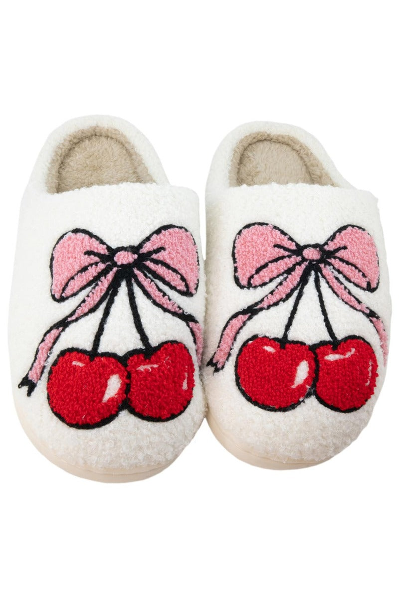 Cherry Bow Wholesale Fuzzy Slippers