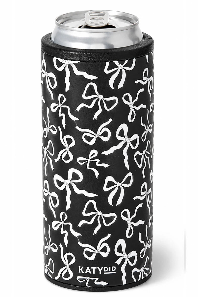 Black & White Bows Wholesale Slim Can Cooler