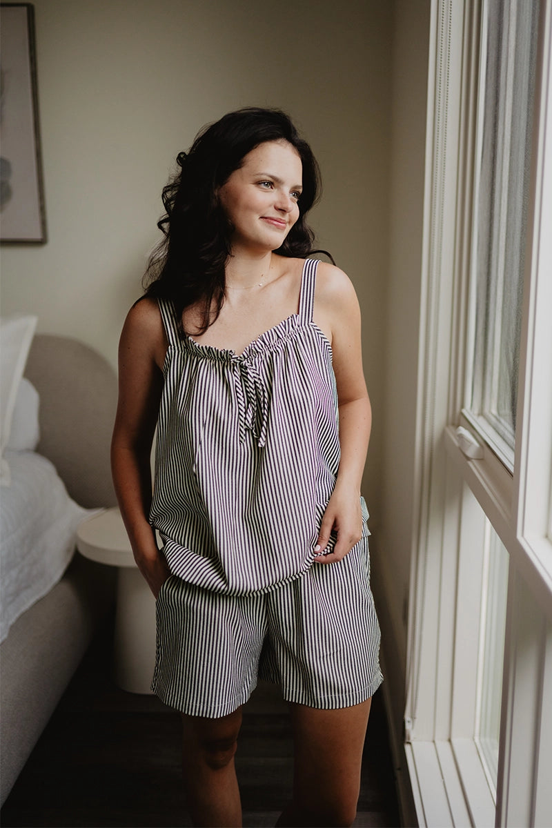 Black Cabana Wholesale Pinstripe Cami Set