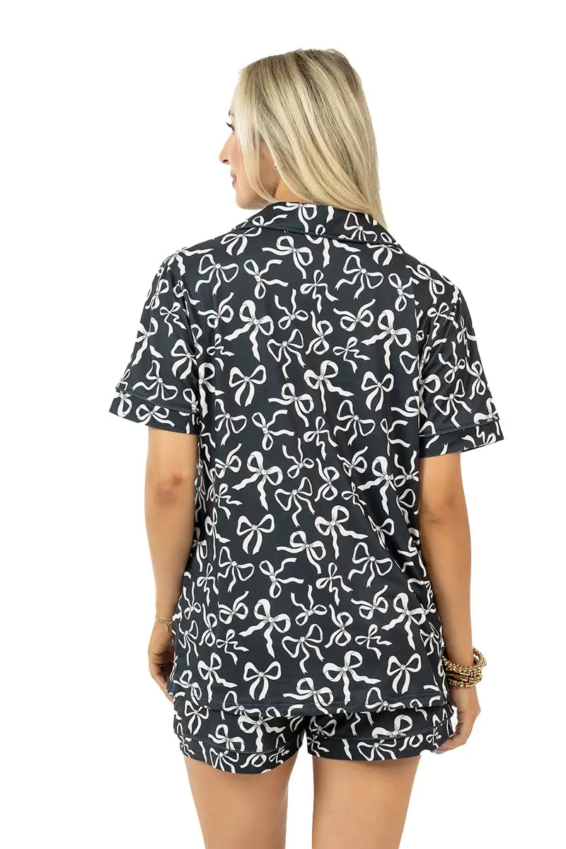 Black Bow Wholesale Matching Pajama Sets