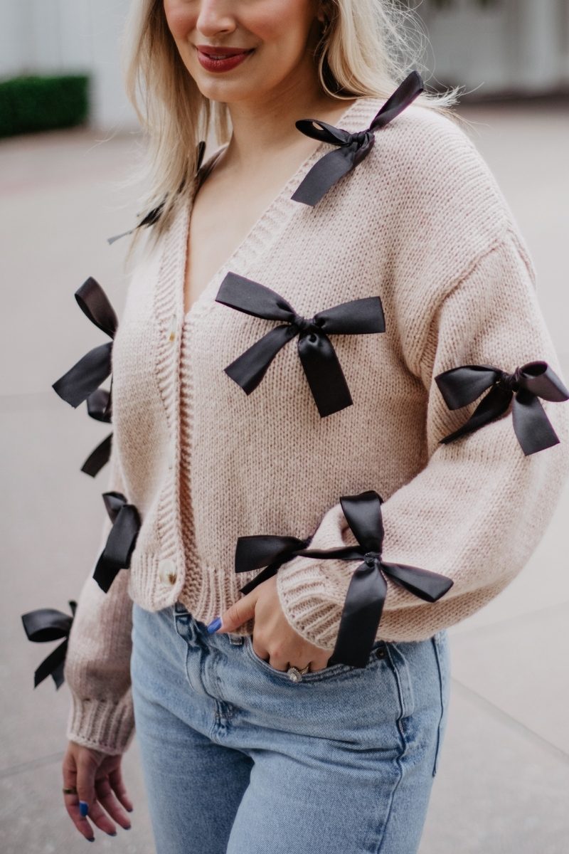 Bow Wholesale Long Sleeve Knit Cardigan