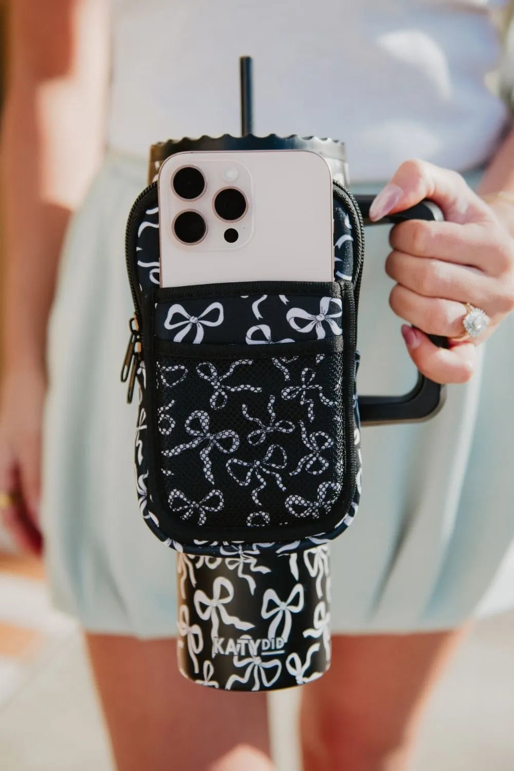 Black & White Bows Wholesale Tumbler Zipper Pouch