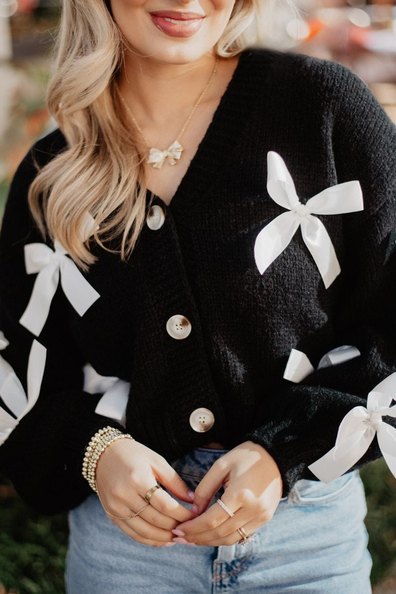 Satin Bow Wholesale Cardigan Women's Sweaters