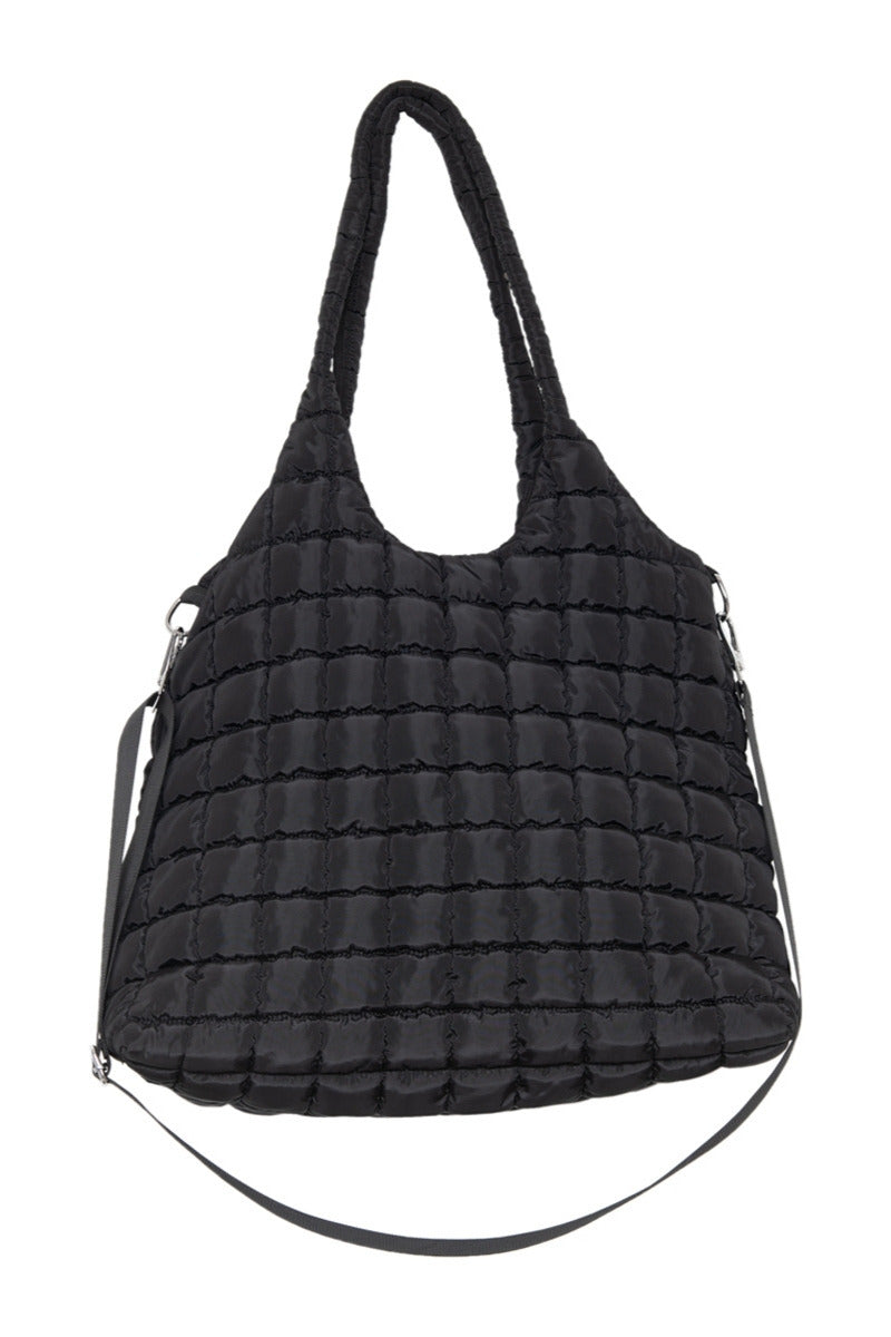 Black Rectangular Quilted Wholesale Puffer Tote