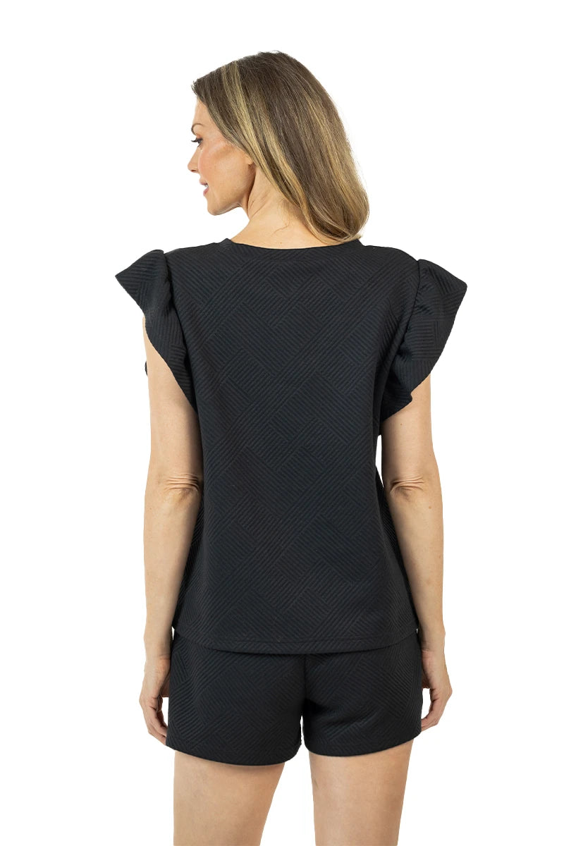 Black Jacquard Wholesale Two Piece Sets Women