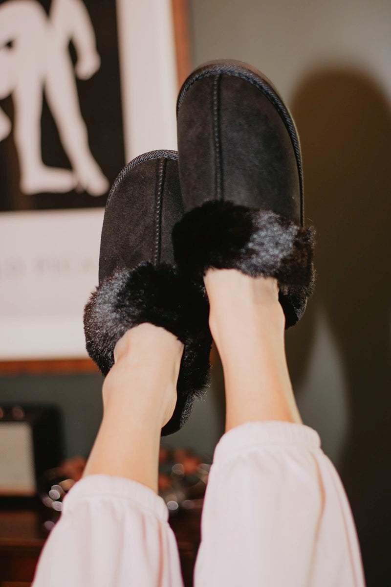 Black Fur Wholesale House Slippers | Women's Slippers | Katydid | Katydid Wholesale Black Fur Wholesale House Slippers | Women's Slippers | Katydid | Katydid Wholesale