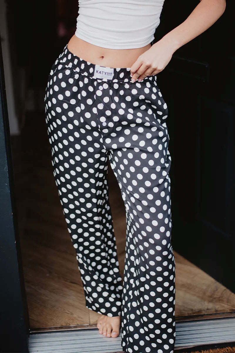 Black & White Polka Dots Boxer Pants