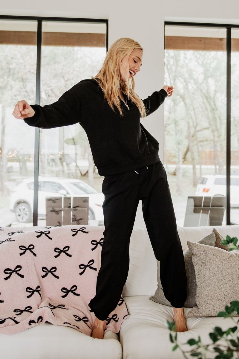 Black Wholesale Scuba Pants Two Piece Set