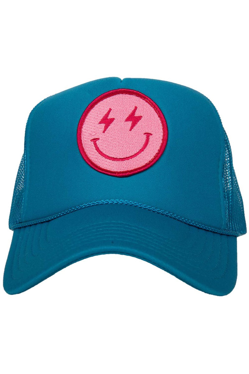 HAPPY99 l.p.f.c. trucker hats キャップ　水色 Hot Pink Lightning Happy Face Wholesale Foam Trucker Hat
