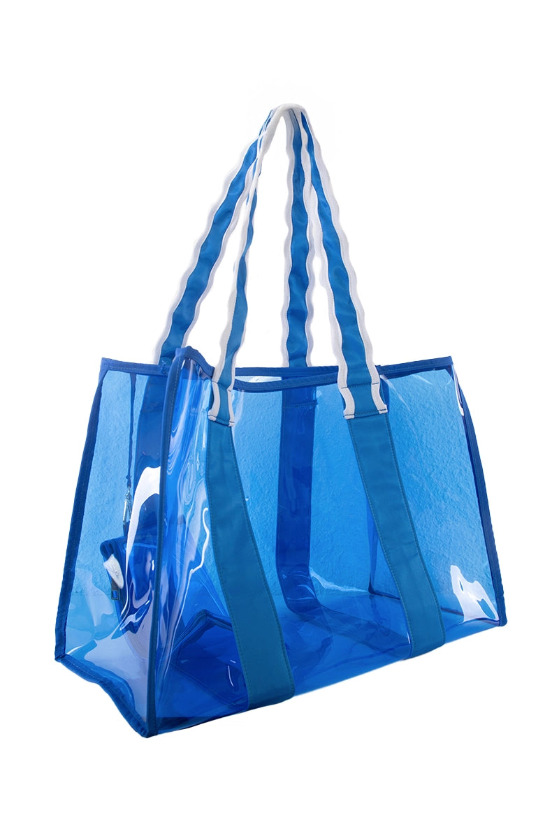 Blue Scalloped Handle Jelly Tote Bag Wholesale