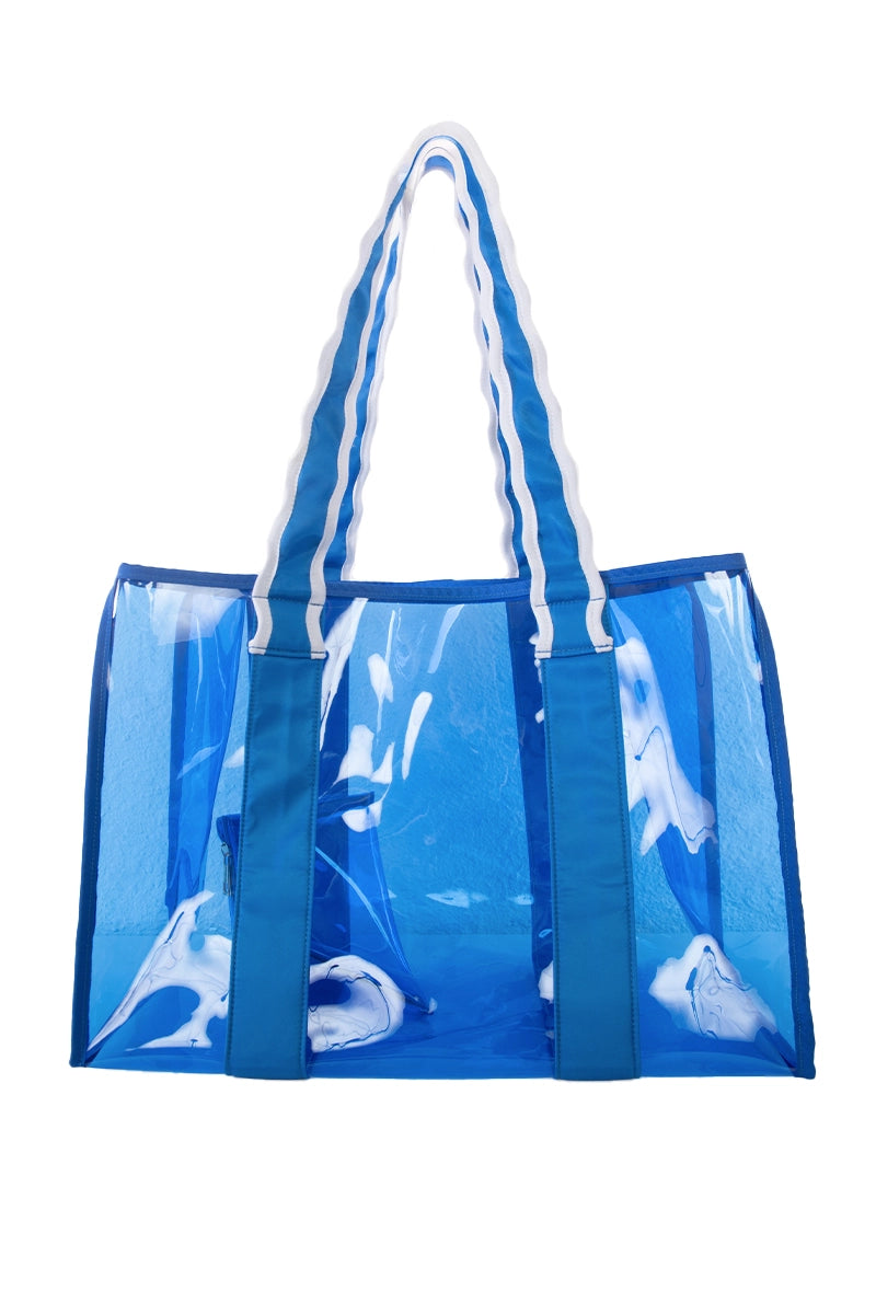 Blue Scalloped Handle Jelly Tote Bag Wholesale