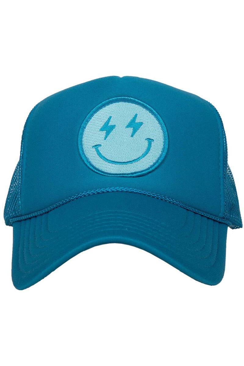 Turquoise Lightning Happy Face Wholesale Foam Trucker Hat