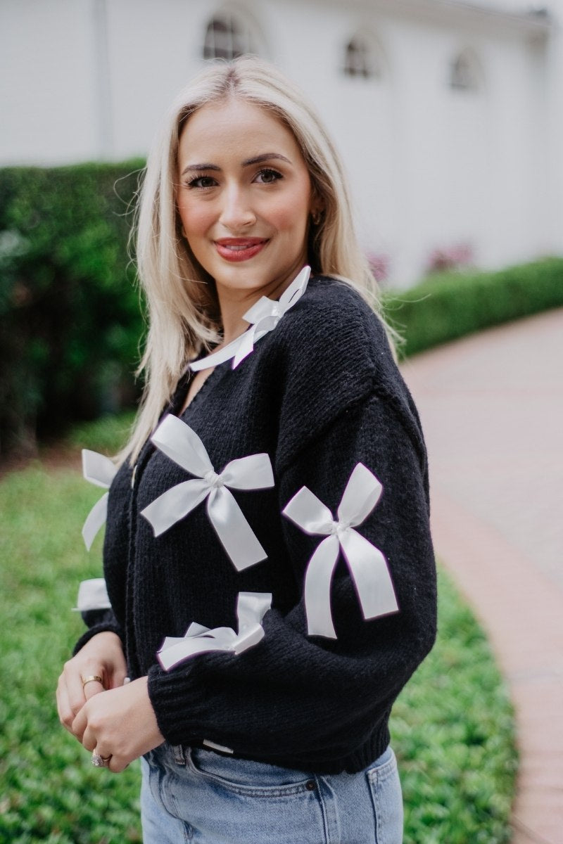 Satin Bow Wholesale Cardigan Women's Sweaters