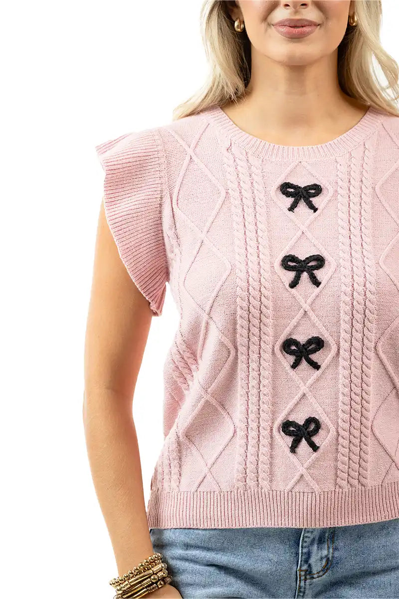 Light Pink Women's Bow Top