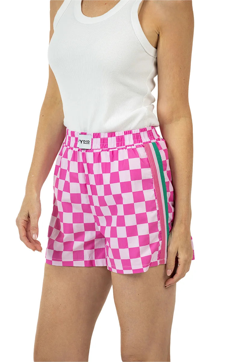 Hot Pink Checkered Cute Women's Boxer Shorts