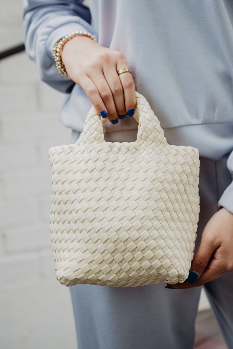 Cream Wholesale Woven Mini Bucket Bag