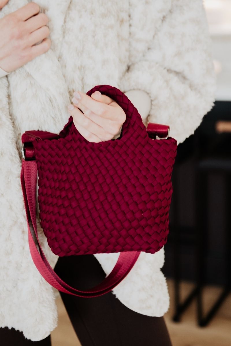 Wine Woven Wholesale Bucket Bag Crossbody