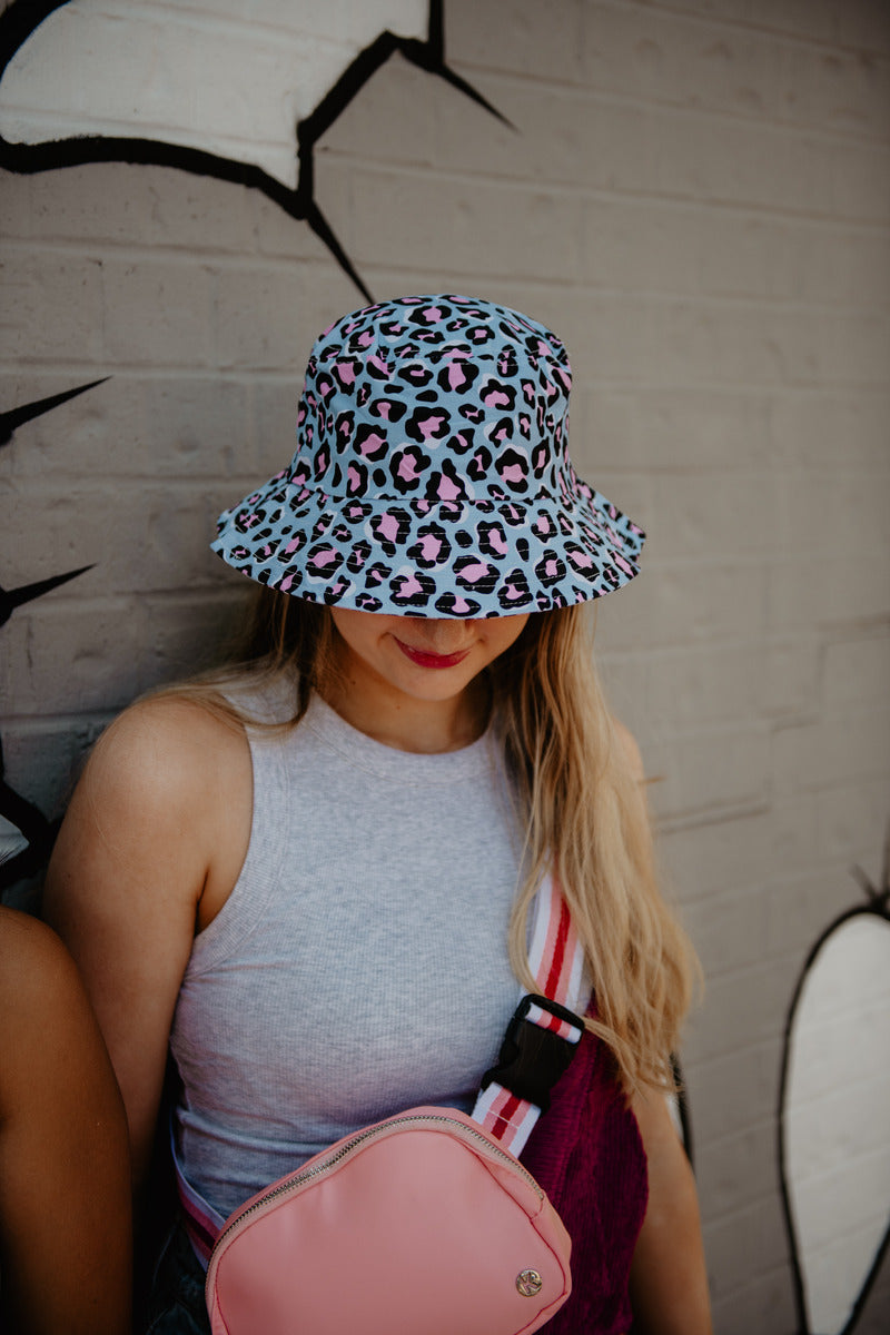 Blue Leopard Print Wholesale Bucket Hat
