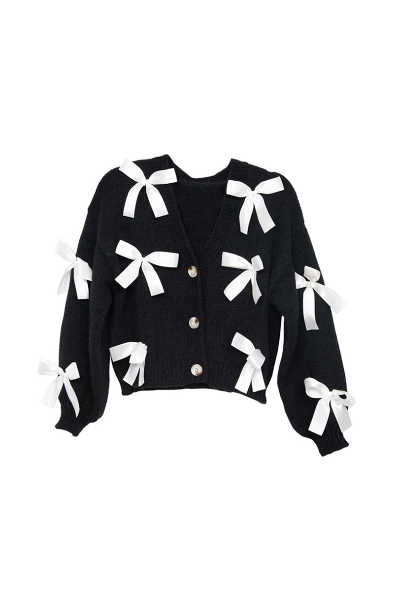 Satin Bow Wholesale Cardigan Women's Sweaters