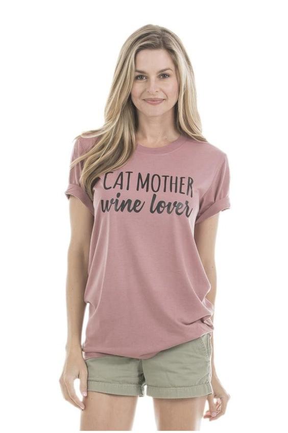 Cat Mother Wine Lover Wholesale T-Shirts