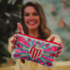 Heart Beaded and Sequin Wholesale Wristlet w/ Leather Strap