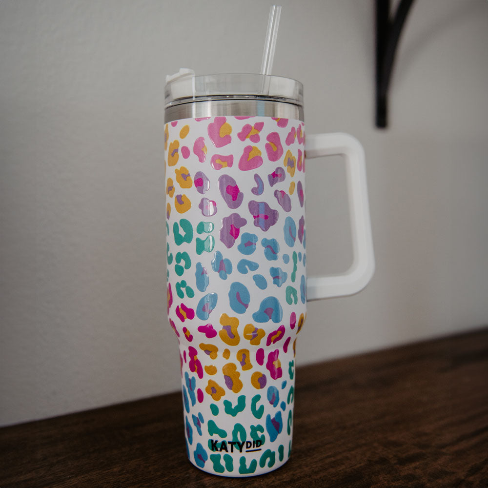 Pastel Happy Face Tumbler Cup with Handle
