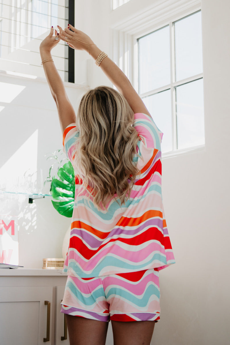 Multicolored Abstract Wave Wholesale PJ Sets