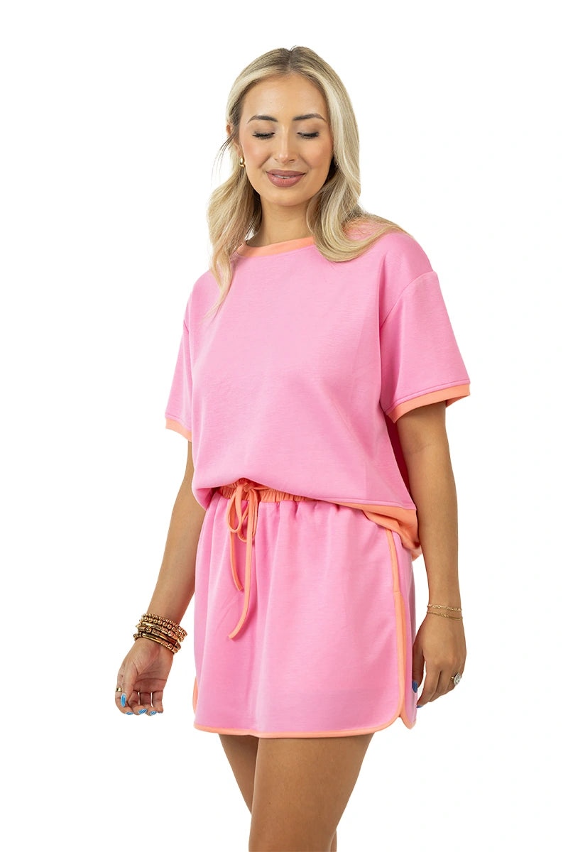 Pink and Orange Wholesale Matching Skirt and Top Set