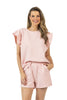 Light Pink Ruffle Top Wholesale Two-Piece Set