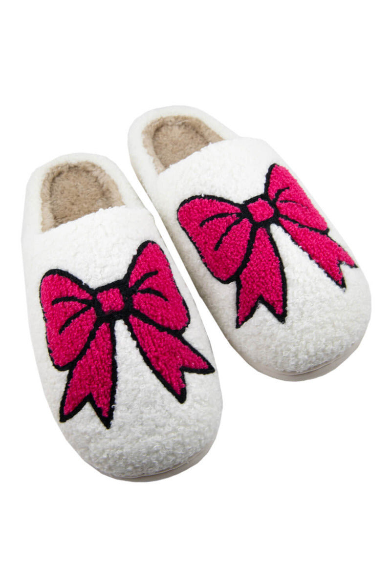 Hot Pink Wholesale Bow Fuzzy Slippers