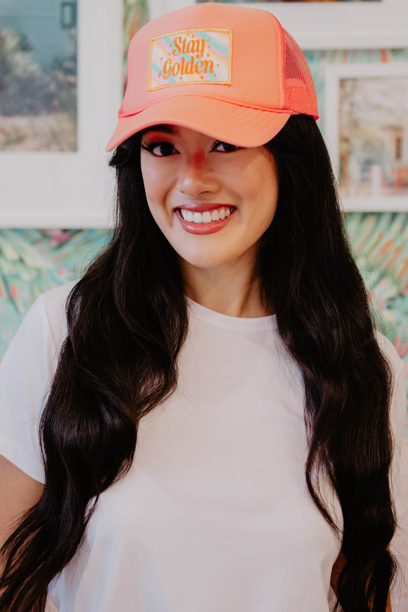 Stay Golden White Wholesale Patch Trucker Hat