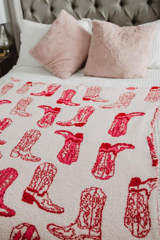 Light Pink Western Boots Oversized Wholesale Throw Blanket