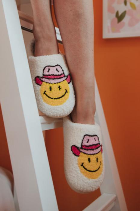 Cowgirl Smiley Face Slippers