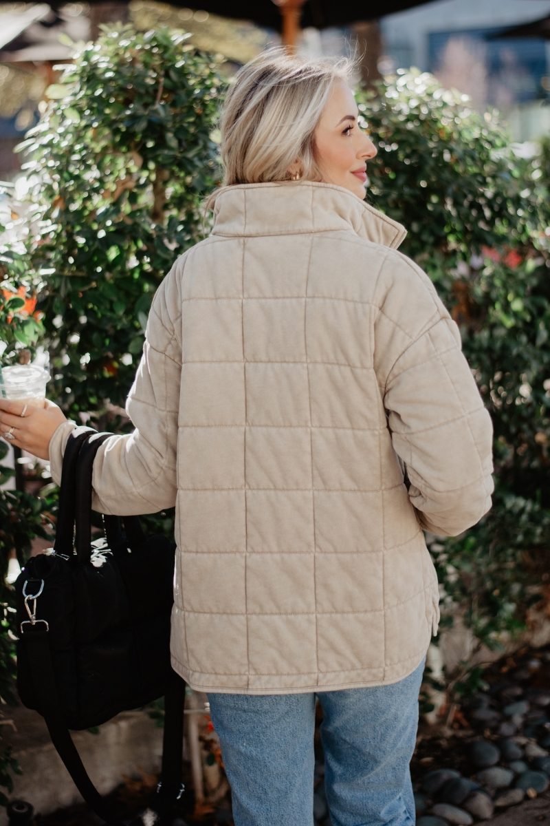 Beige Quilted Jacket for Women