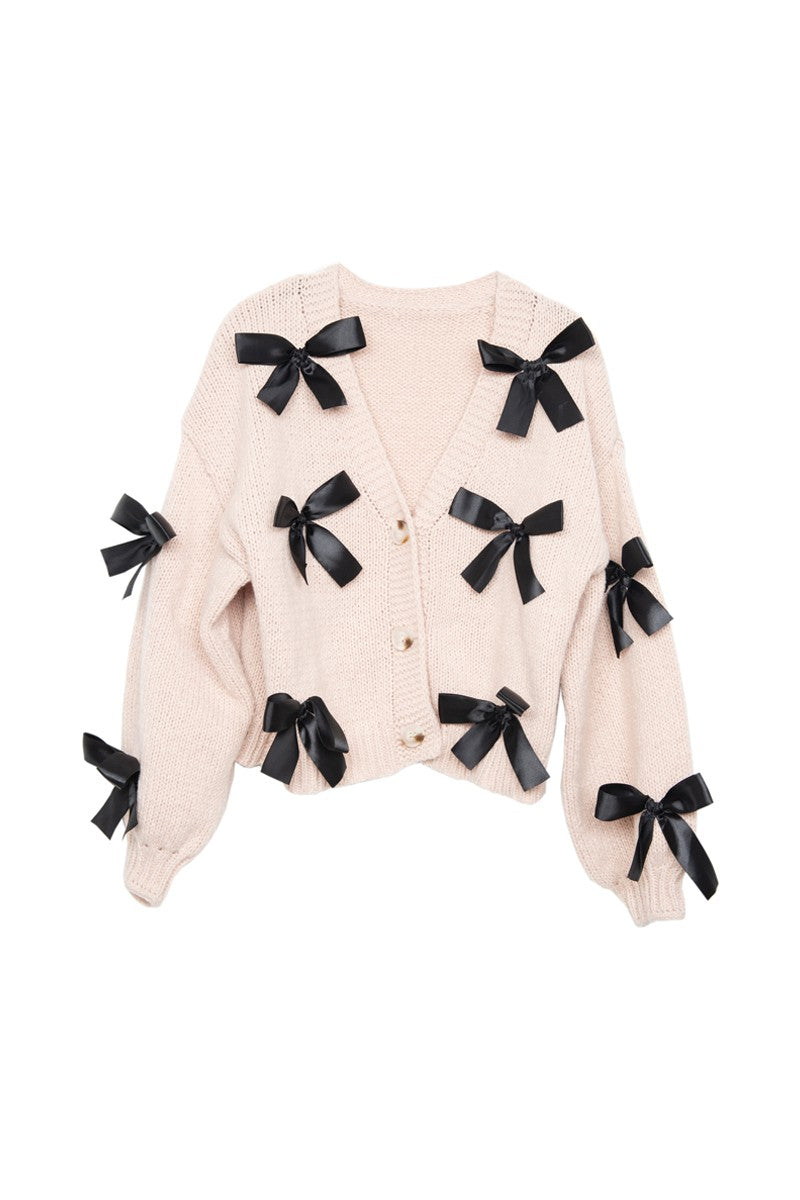 Bow Wholesale Long Sleeve Knit Cardigan
