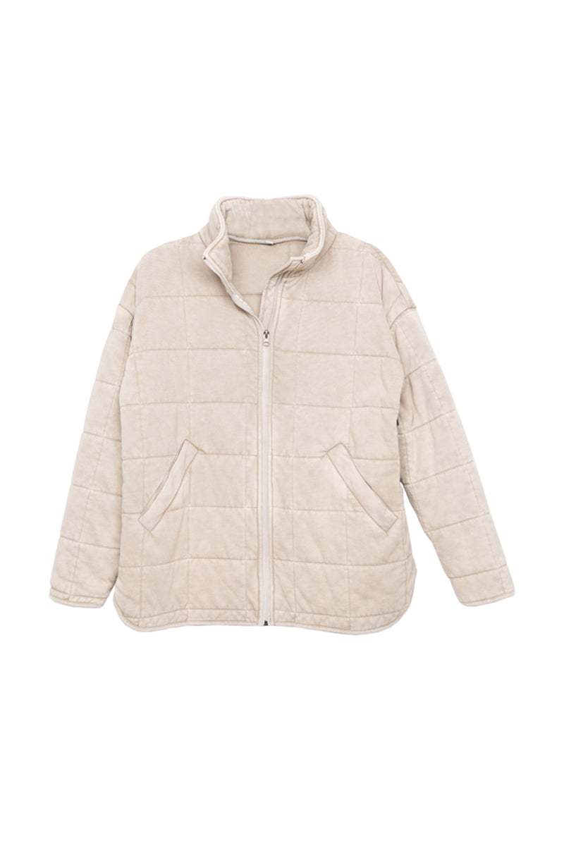 Beige Quilted Jacket for Women