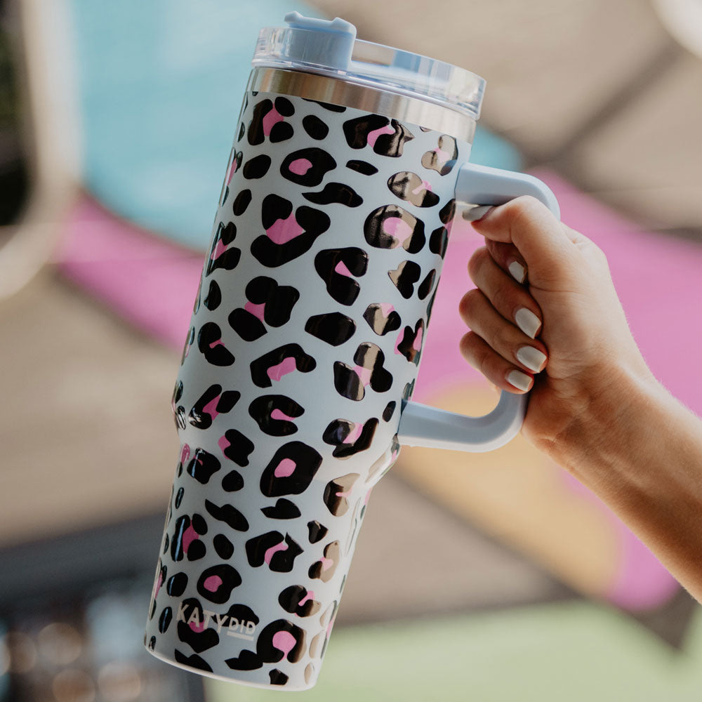 Leopard Print-3 40oz Tumbler with Handle Insulated Stainless Steel