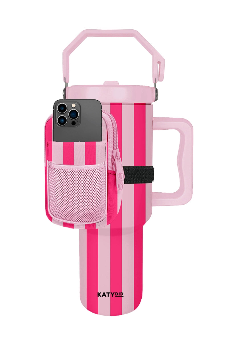 Pink and Hot Pink Striped Wholesale Tumbler Pouches