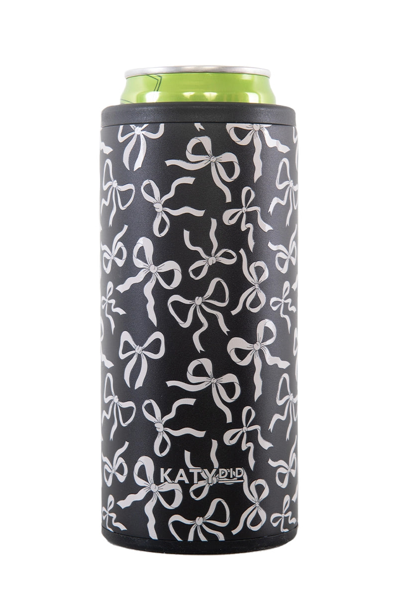 Black & White Bows Wholesale Slim Can Cooler