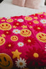 Red Flower Happy Face Wholesale Couch Throw Blanket