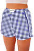 Royal Blue Plaid Wholesale Boxer Shorts for Ladies
