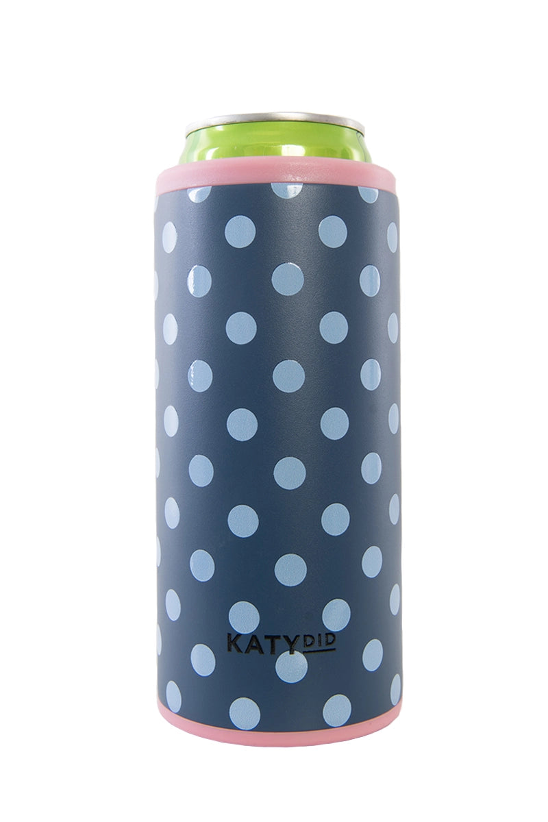 Blue Polka Dot Wholesale Slim Can Koozie