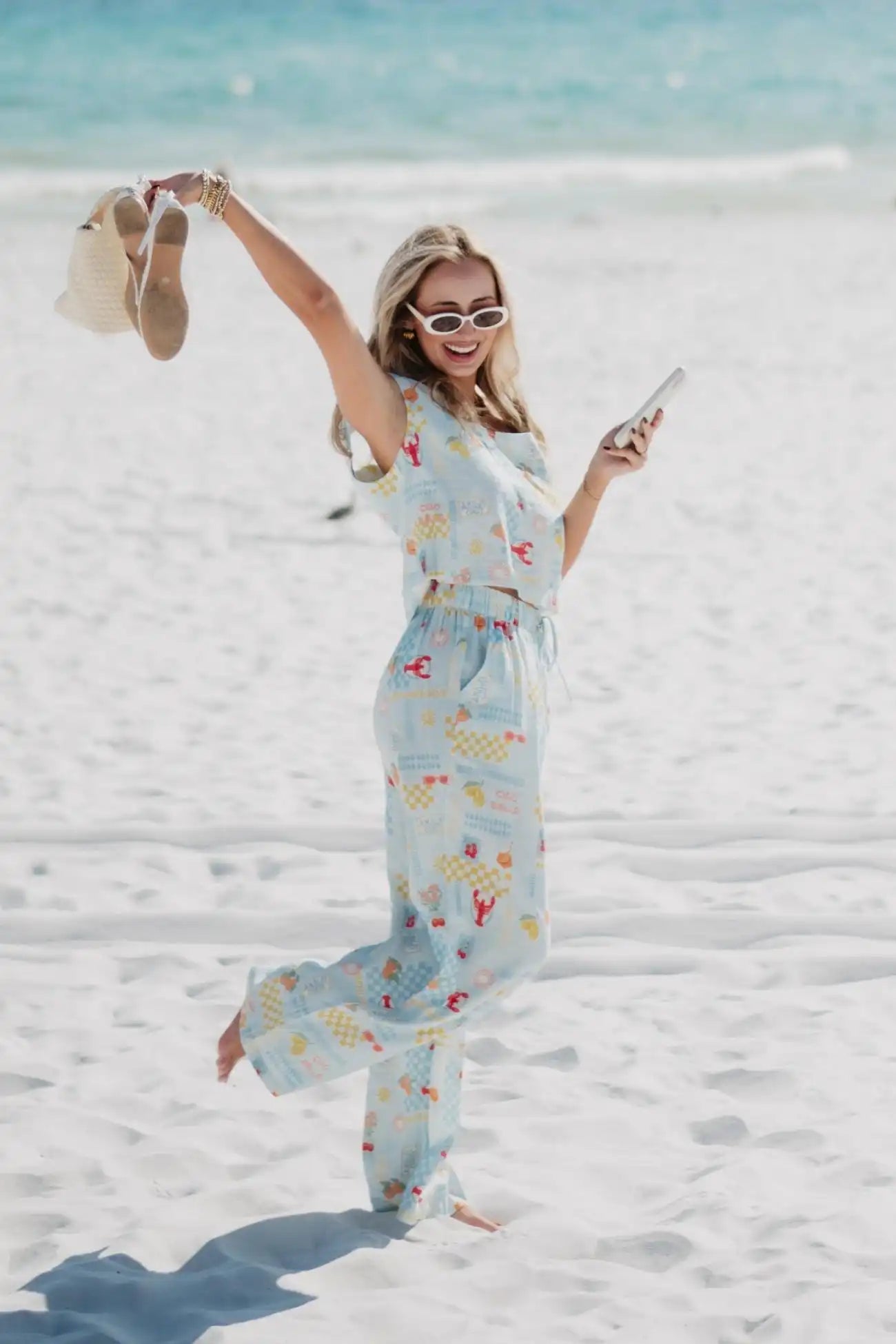 Italian Summer Light Blue Wholesale 2 Piece Pant Set