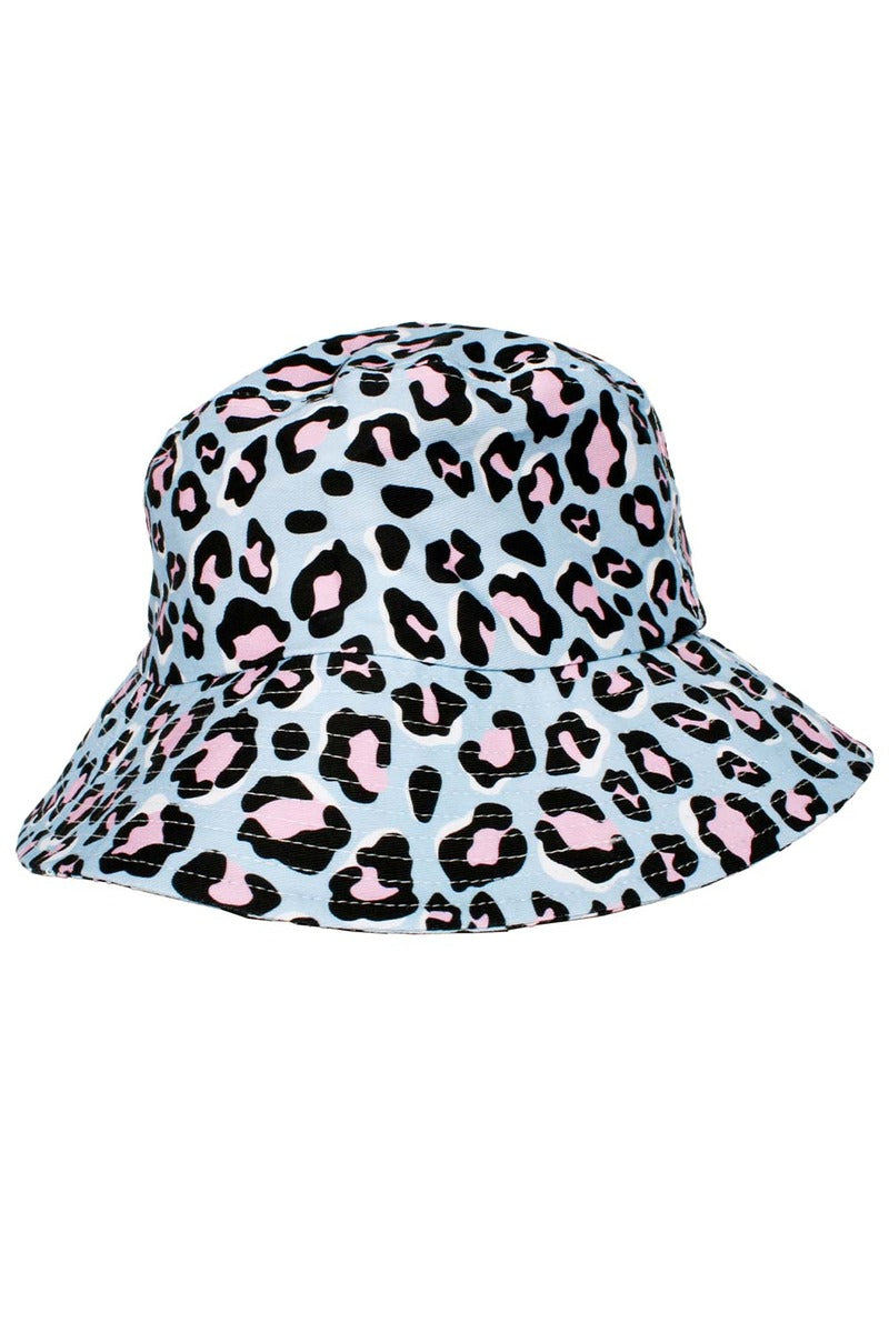 Blue Leopard Print Wholesale Bucket Hat