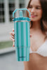 Aqua and Green Striped Wholesale 30 Oz Cabana Tumbler