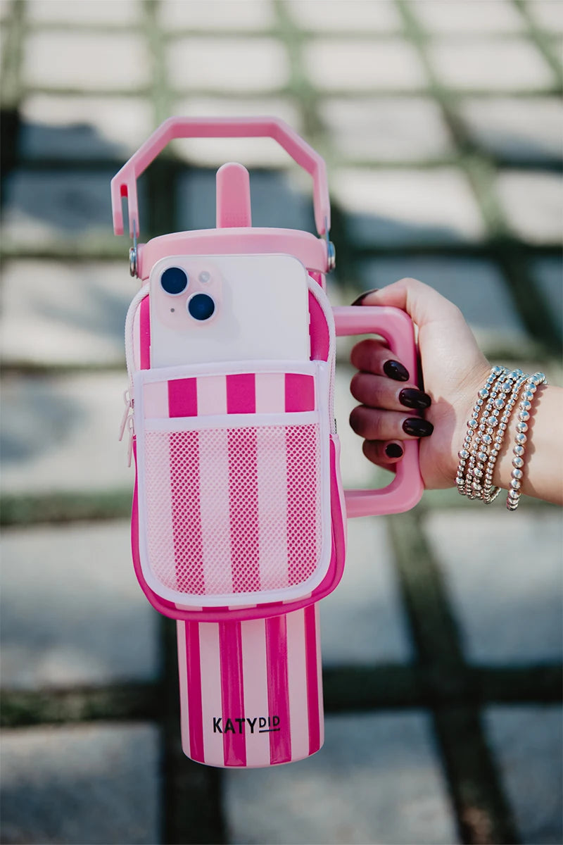 Pink and Hot Pink Striped Wholesale Tumbler Pouches